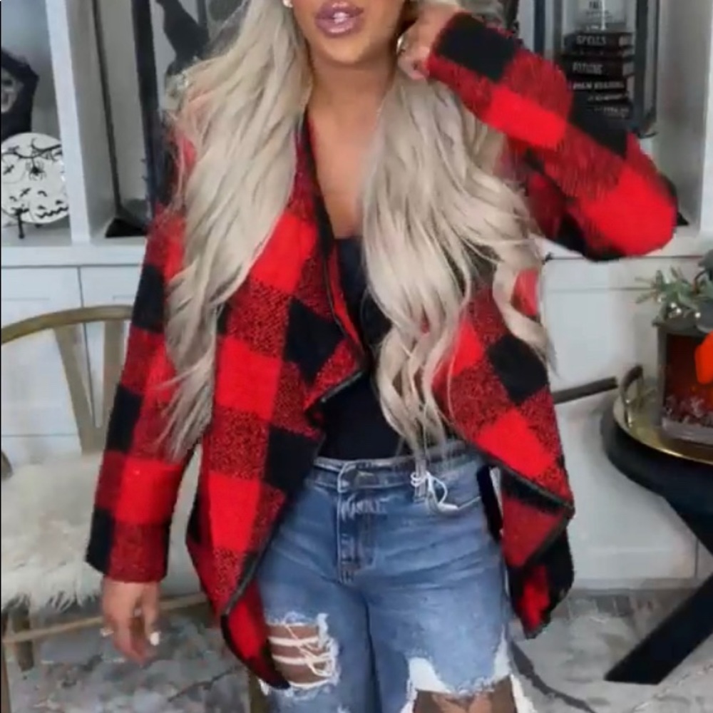 Open Plaid Jacket - Picture 2 of 4